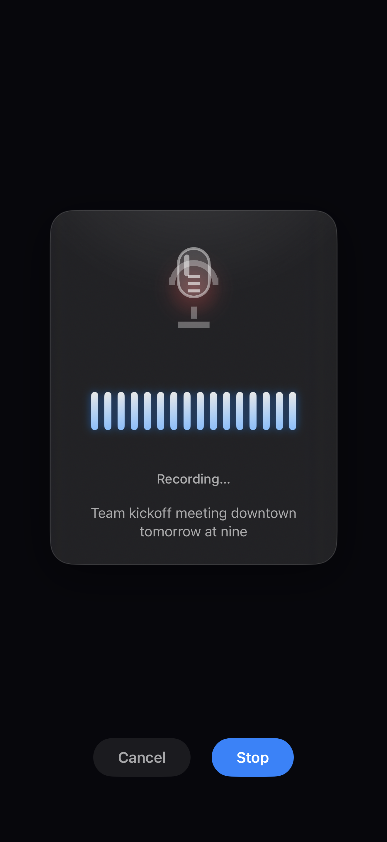FlowForge recording a voice note